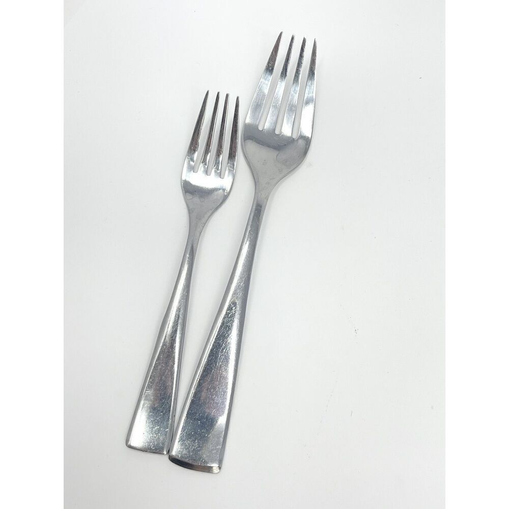 Oneida Grayson Glossy Stainless Serving Fork 9” And Salad Fork 7”